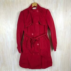 Anthropologie Tulle Red Cotton Double Breasted Trench Style Jacket - Size Medium